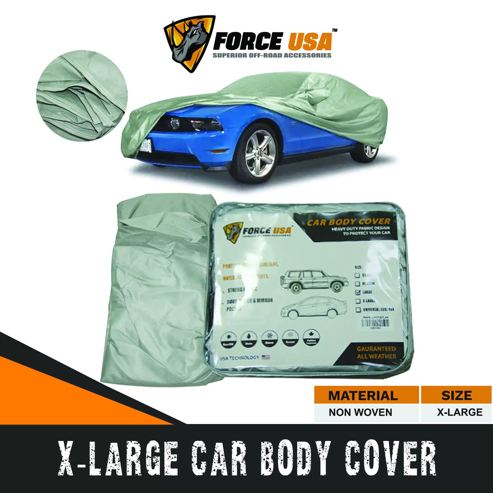 FORCE USA Car Cover Waterproof All Weather for Automobiles - Image 11