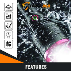 FORCE USA Rotating Led Torch Flashlight Waterproof Light High 2680Lumens Low - Image 3