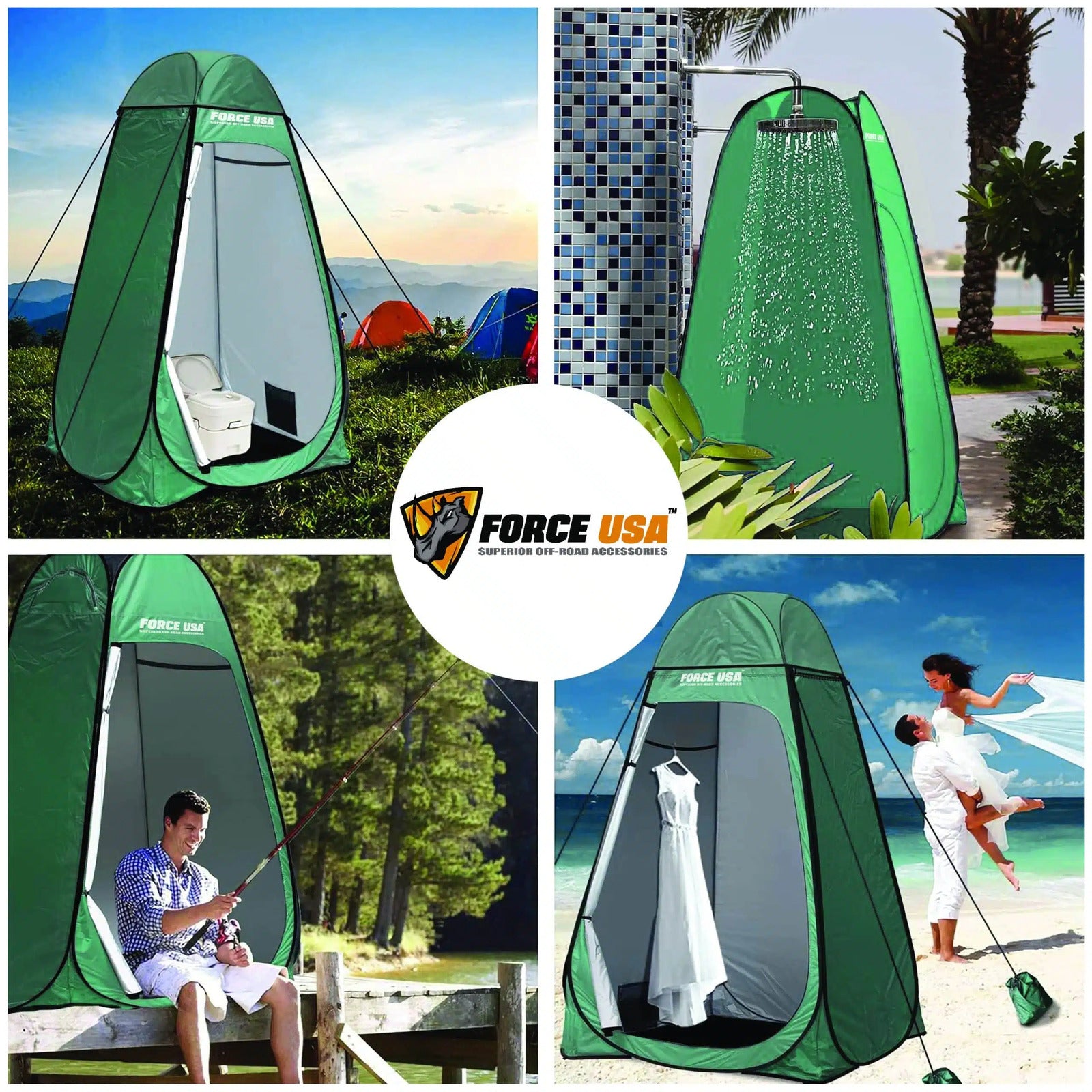 FORCE USA Green Portable Pop Up  Shower Tent Spacious Changing Room for Camping - Image 5