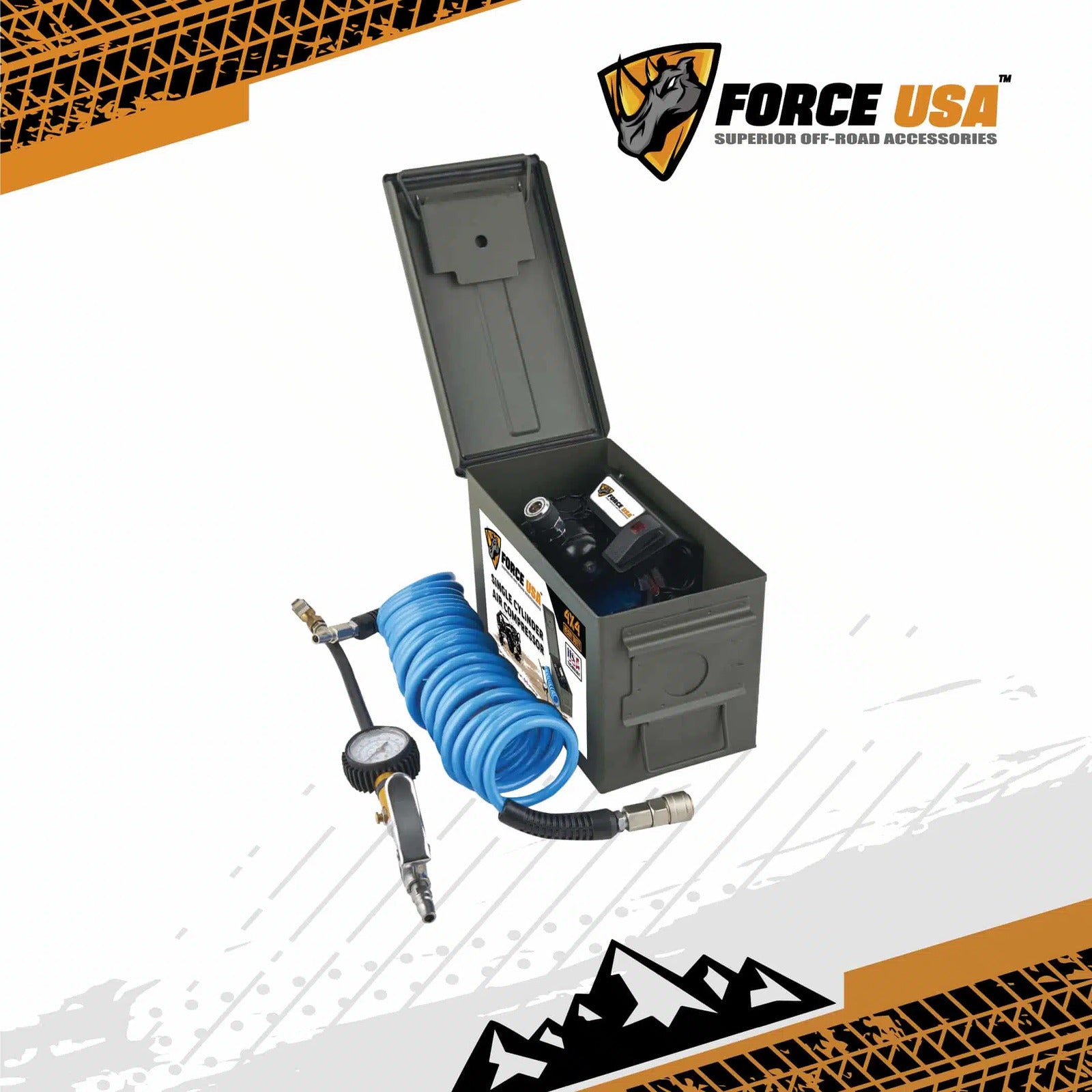 FORCE USA Heavy Duty Portable Bullet Air Compressor 70L/Min with 6M Hose and - Image 2