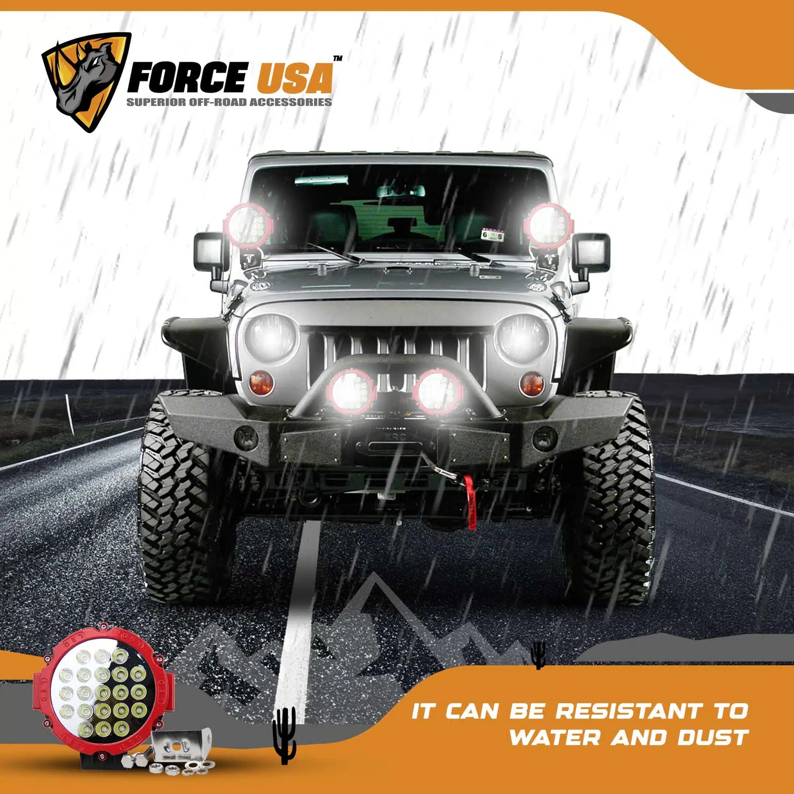 FORCE USA 7-Inch White Round Work Light: Powerful Illumination for Enhanced - Image 2