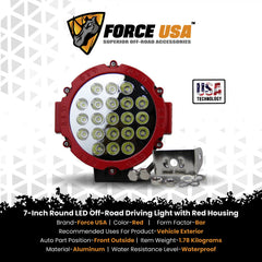 FORCE USA 7-Inch White Round Work Light: Powerful Illumination for Enhanced - Image 4