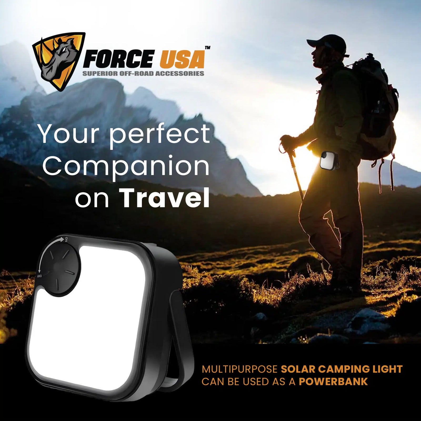 FORCE USA Multipurpose Solar Camping Light with Power Bank Functionality - Image 5