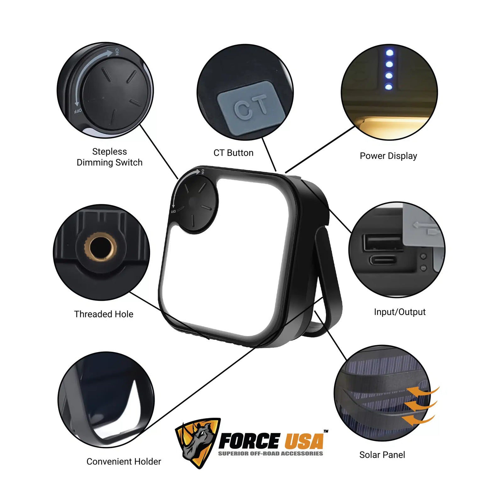 FORCE USA Multipurpose Solar Camping Light with Power Bank Functionality - Image 6