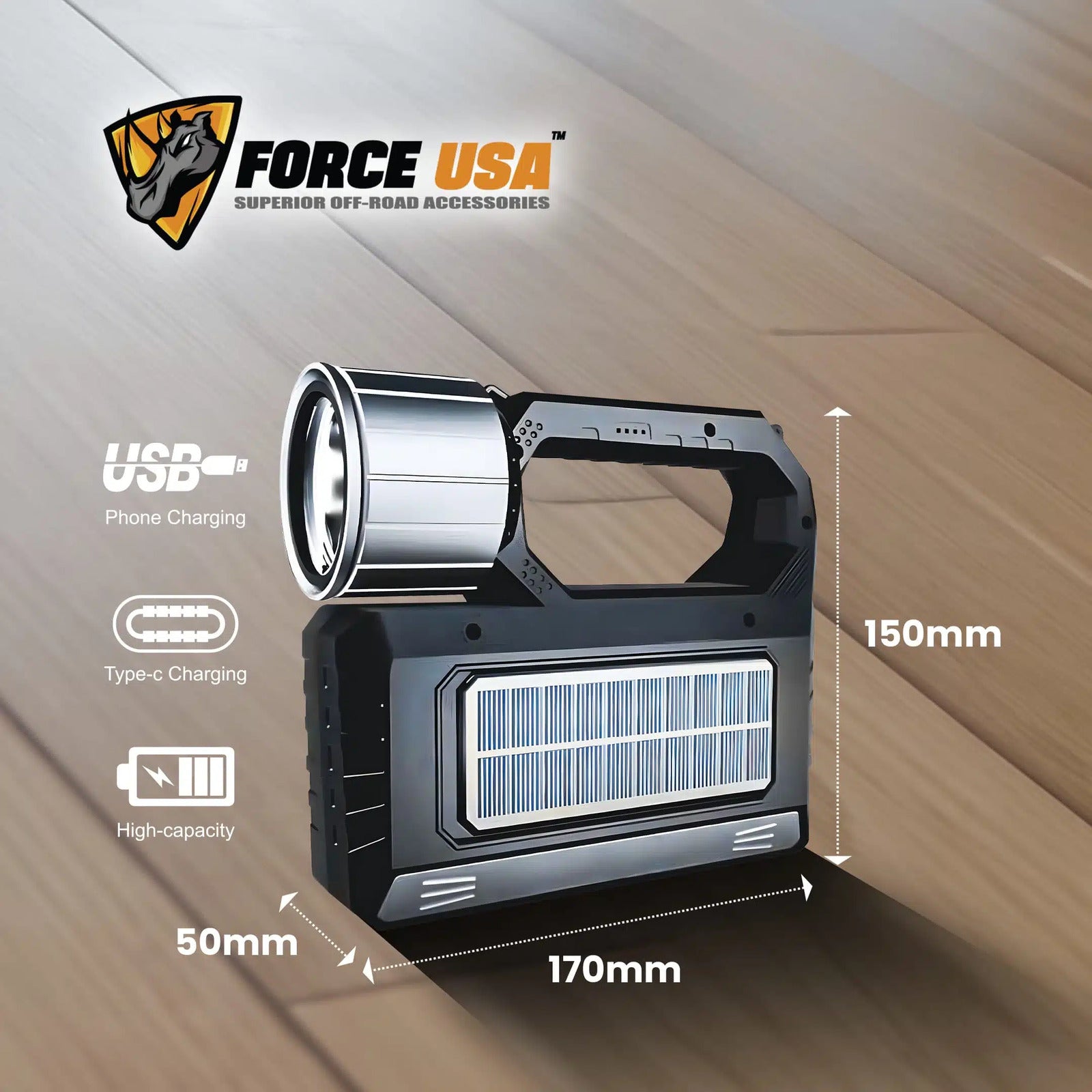 FORCE USA Multipurpose Solar Camping Light with Power Bank Capability - Image 2