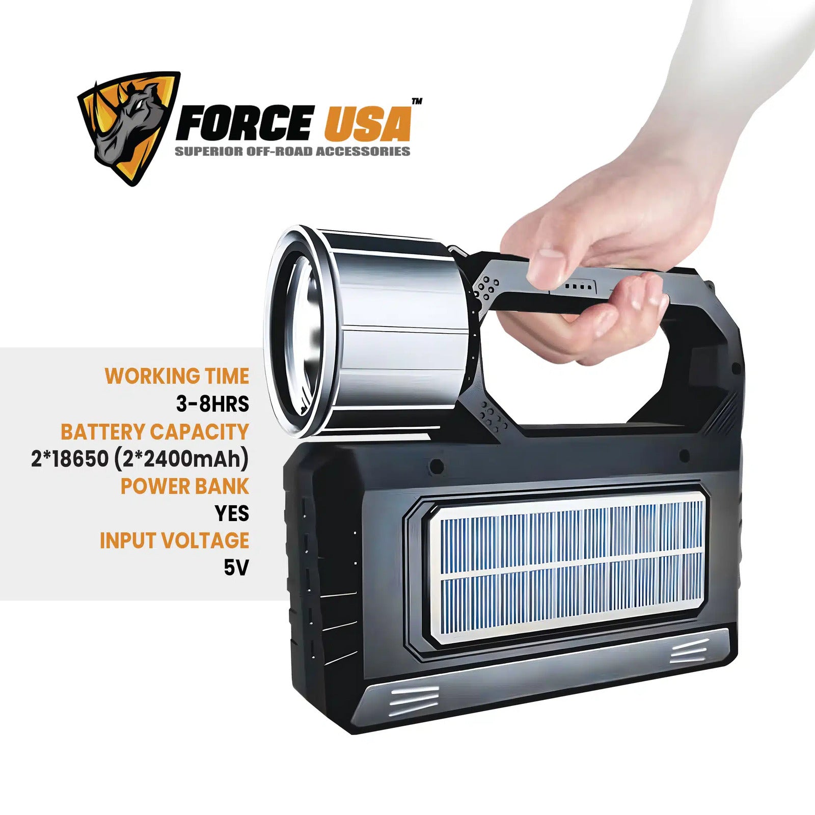 FORCE USA Multipurpose Solar Camping Light with Power Bank Capability - Image 3