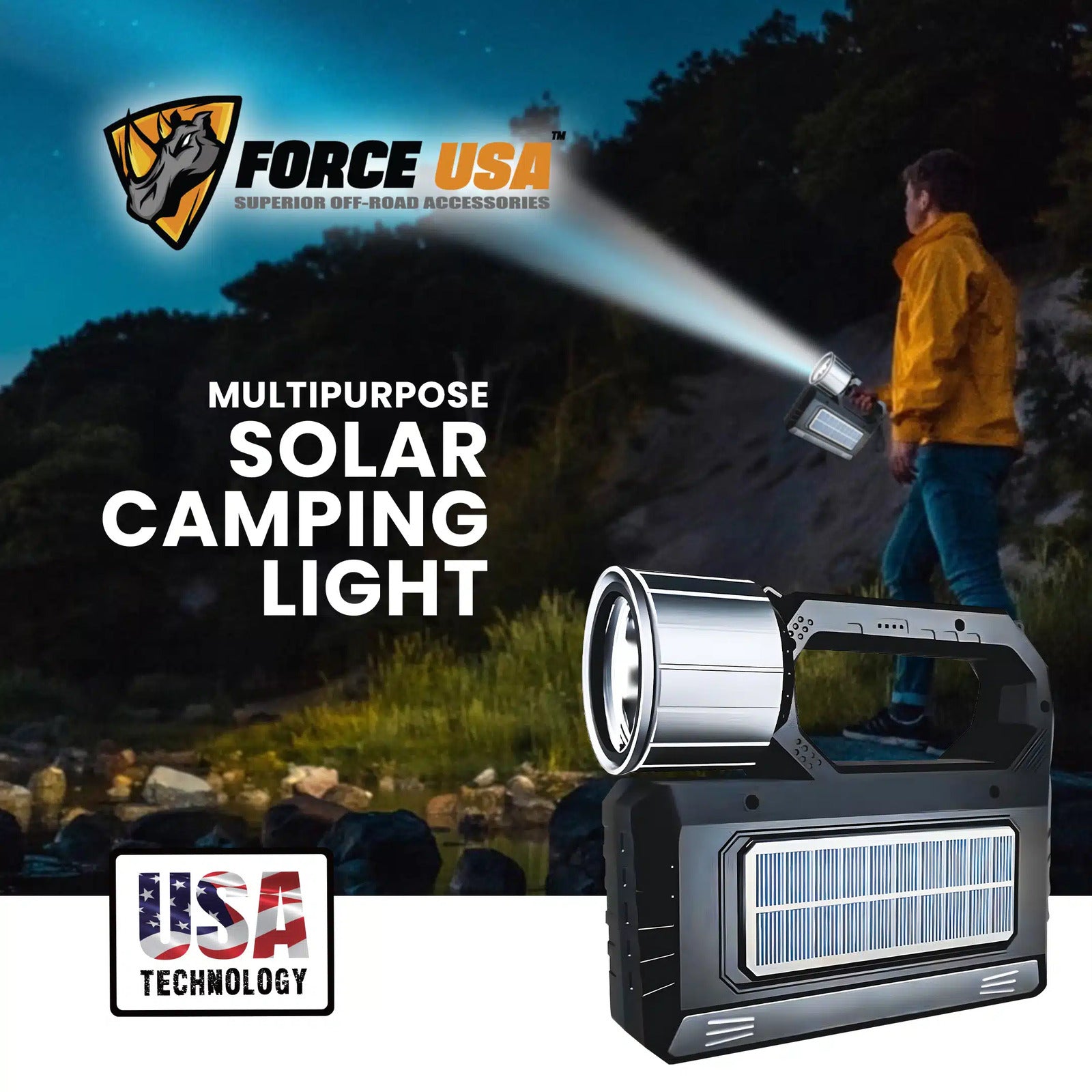 FORCE USA Multipurpose Solar Camping Light with Power Bank Capability - Image 5