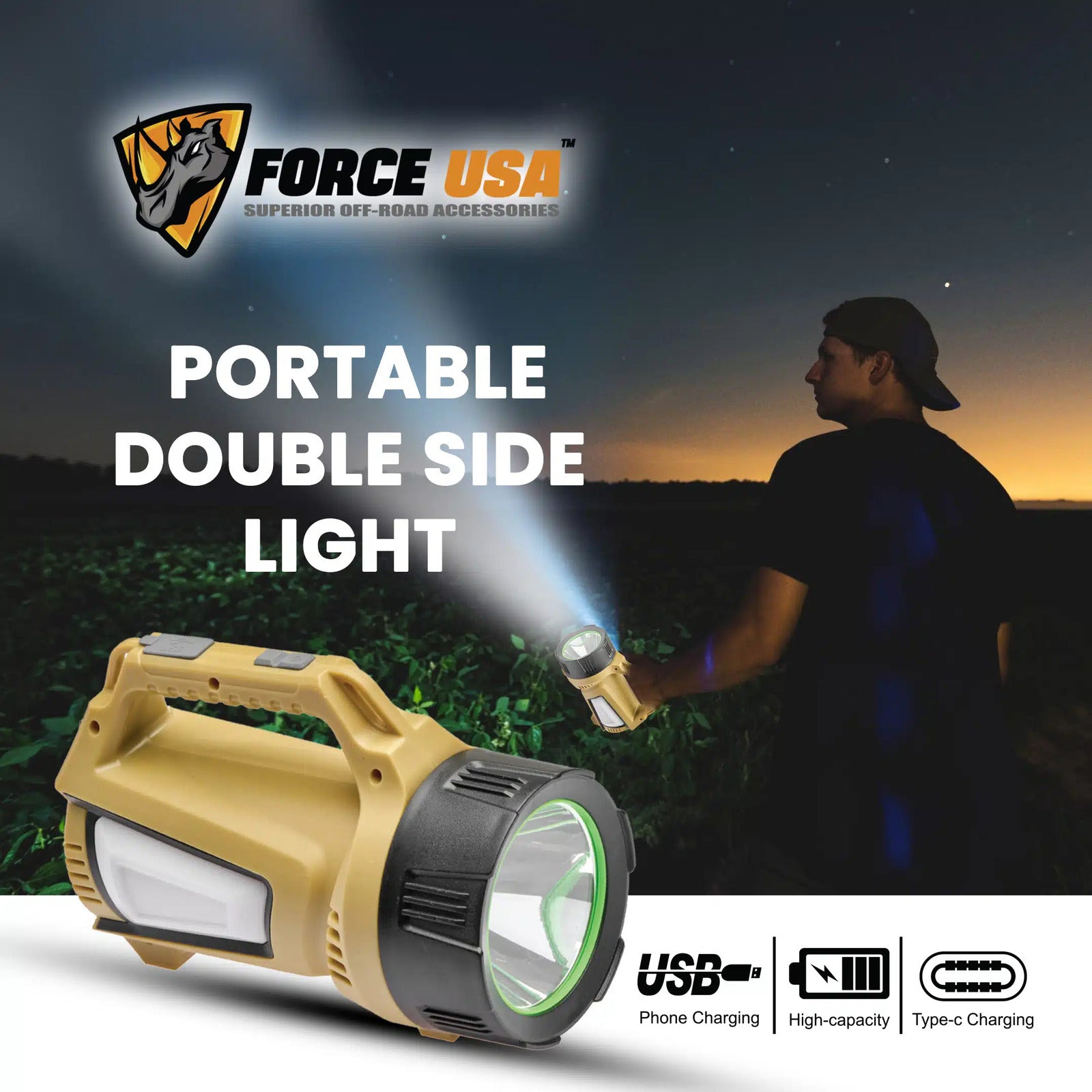 FORCE USA Portable Double Solar Light with Power Bank Capability - Image 3