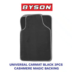 BYSON Durable Waterproof Auto Universal 3-Pieces Car Mats Cashmere Magic Backing