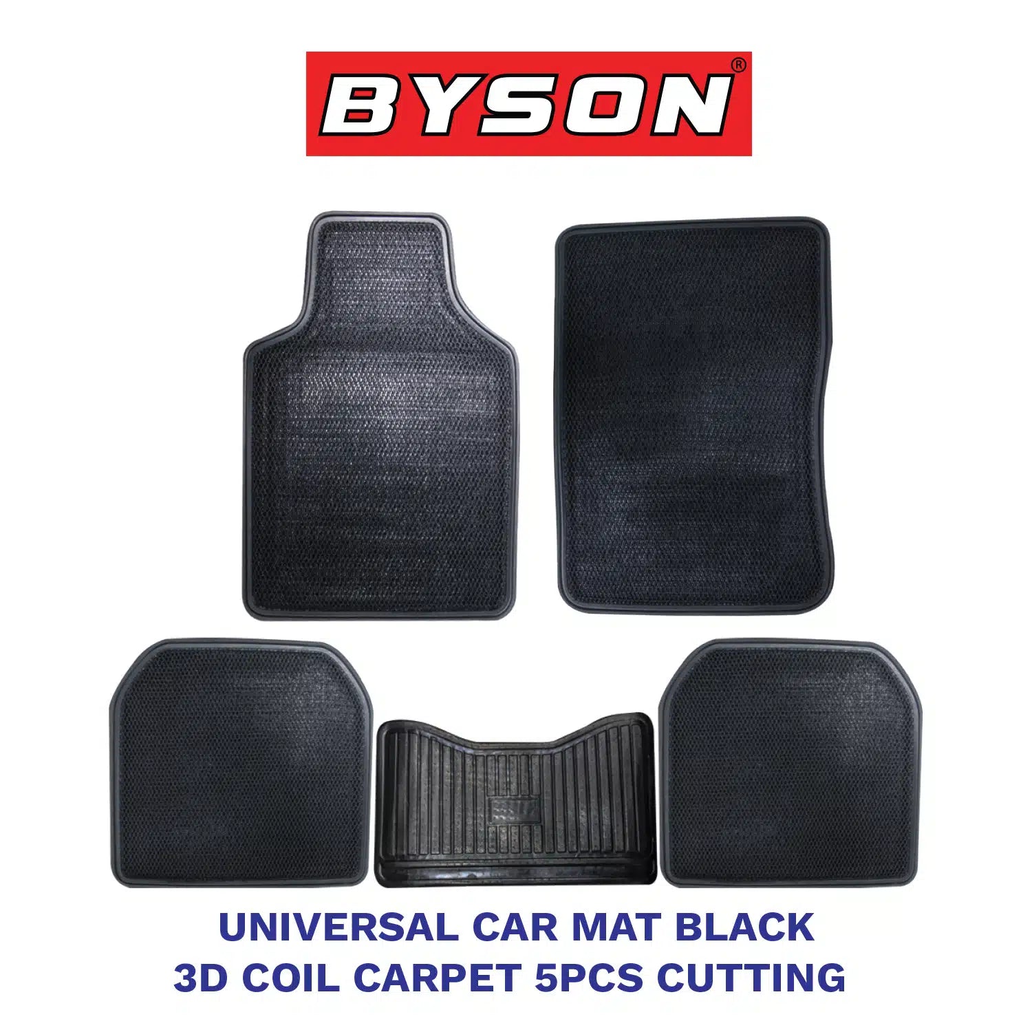 BYSON Durable Auto Universal 3D Coil Carpet 5-Pieces Cutting - Image 2