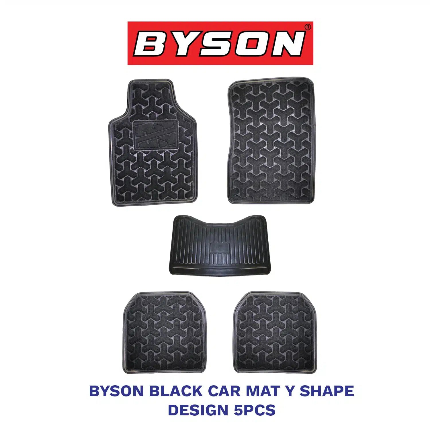 BYSON Durable Auto Universal Car Mat Y Shape Design 5-Pieces Cutting