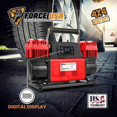 FORCE USA DIGITAL HEAVY DUTY DOUBLE CYLINDER AIR COMPRESSOR-RED - Image 3