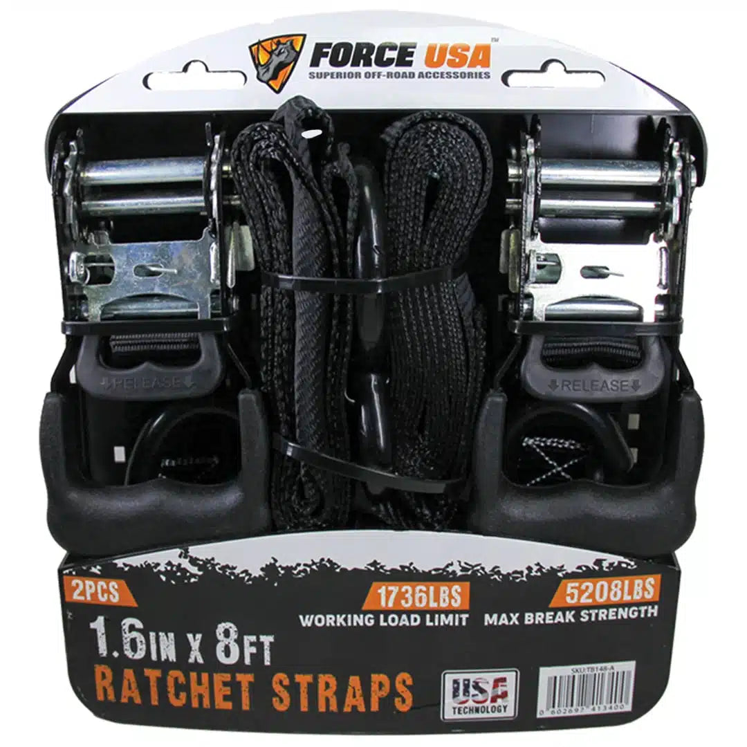 FORCE USA RATCHET TIE DOWN KIT 1.6x8FT 2PC/SET