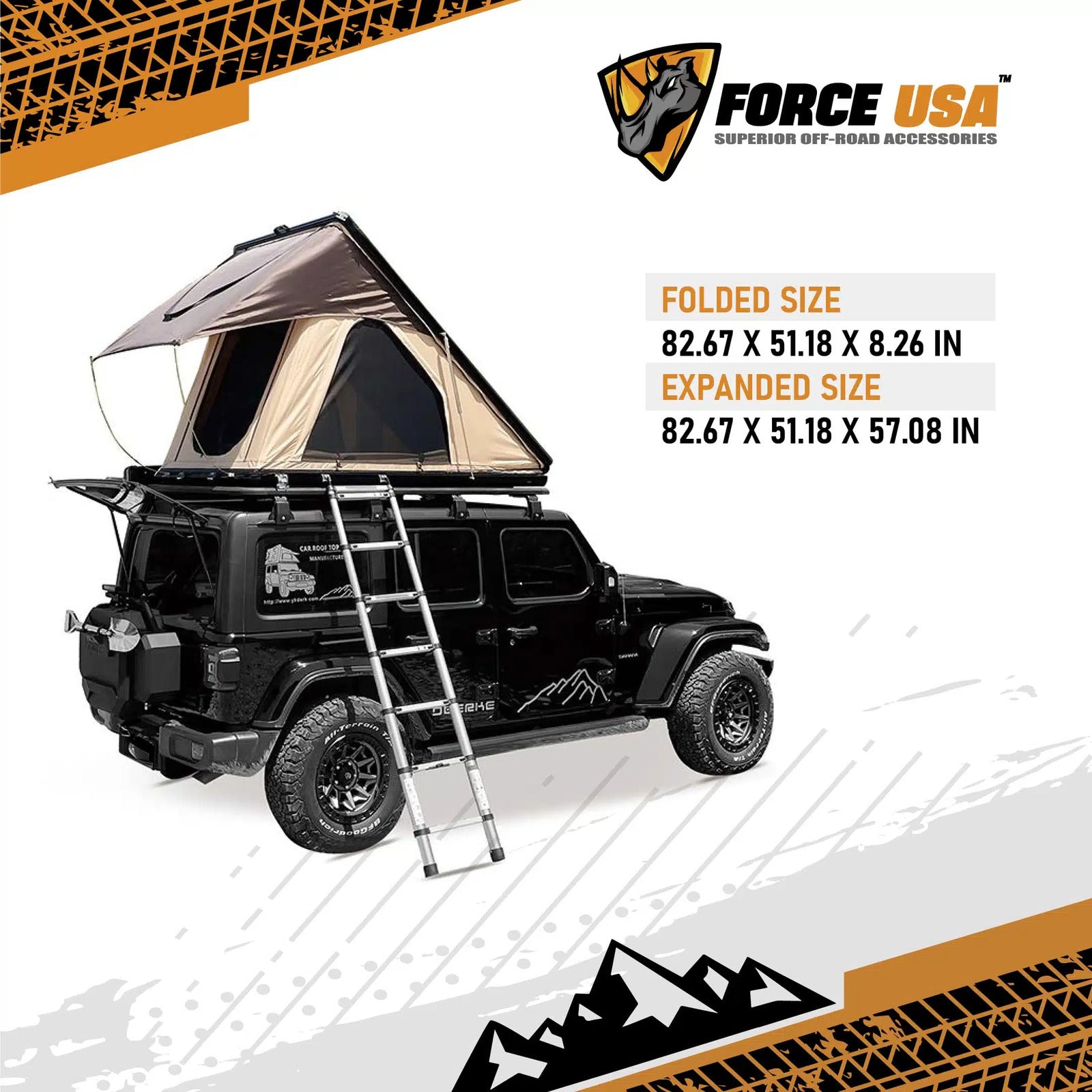 FORCE USA ROOFTOP TENT WITH LED LIGHT - Image 2