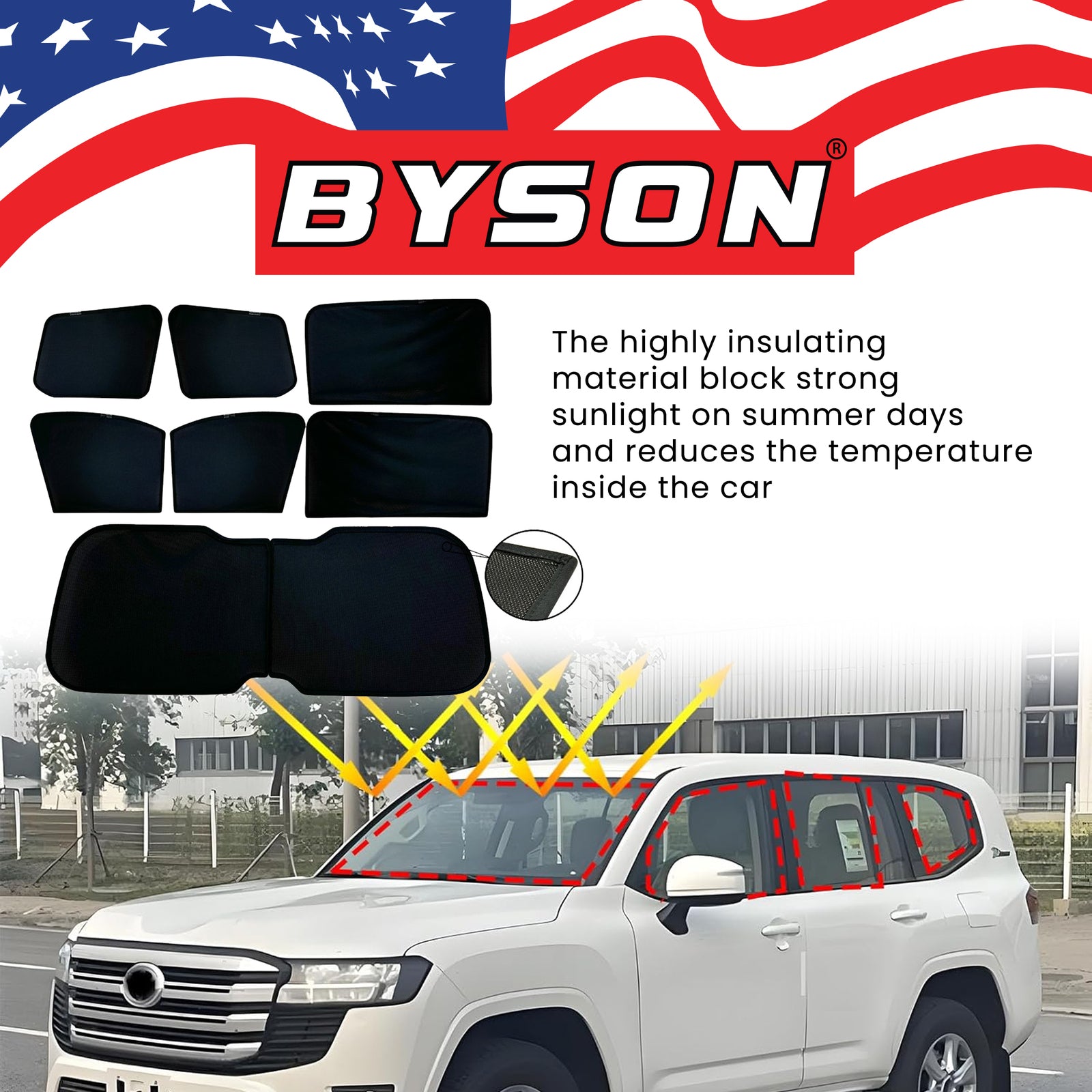 Byson 8-Piece Car Sunshade Set for Land Cruiser 200 � Ultimate UV Pr - Image 5