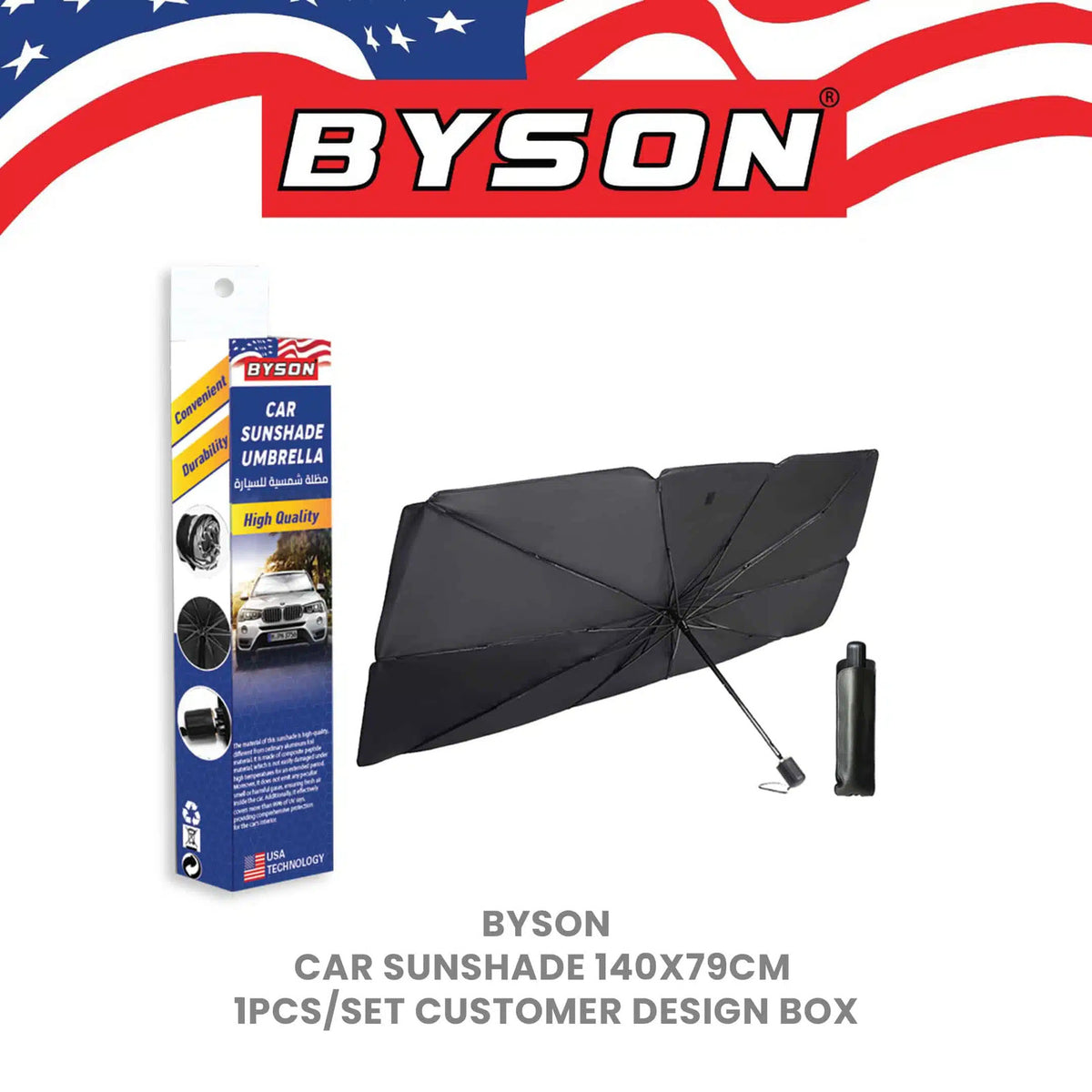 BYSON Custom Design Car Sunshade 140x79cm � Ultimate UV Protection