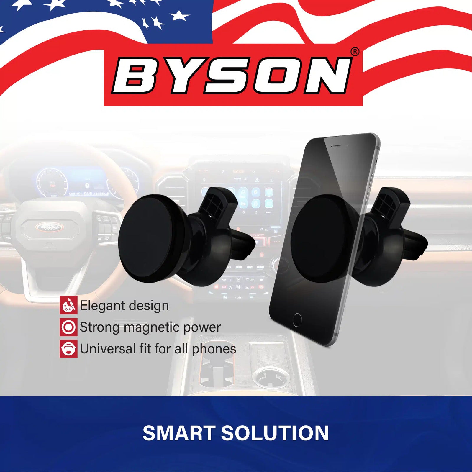 BYSON MAGNETIC MOUNT CAR HOLDER (ROUND TYPE CLIP) - Image 5