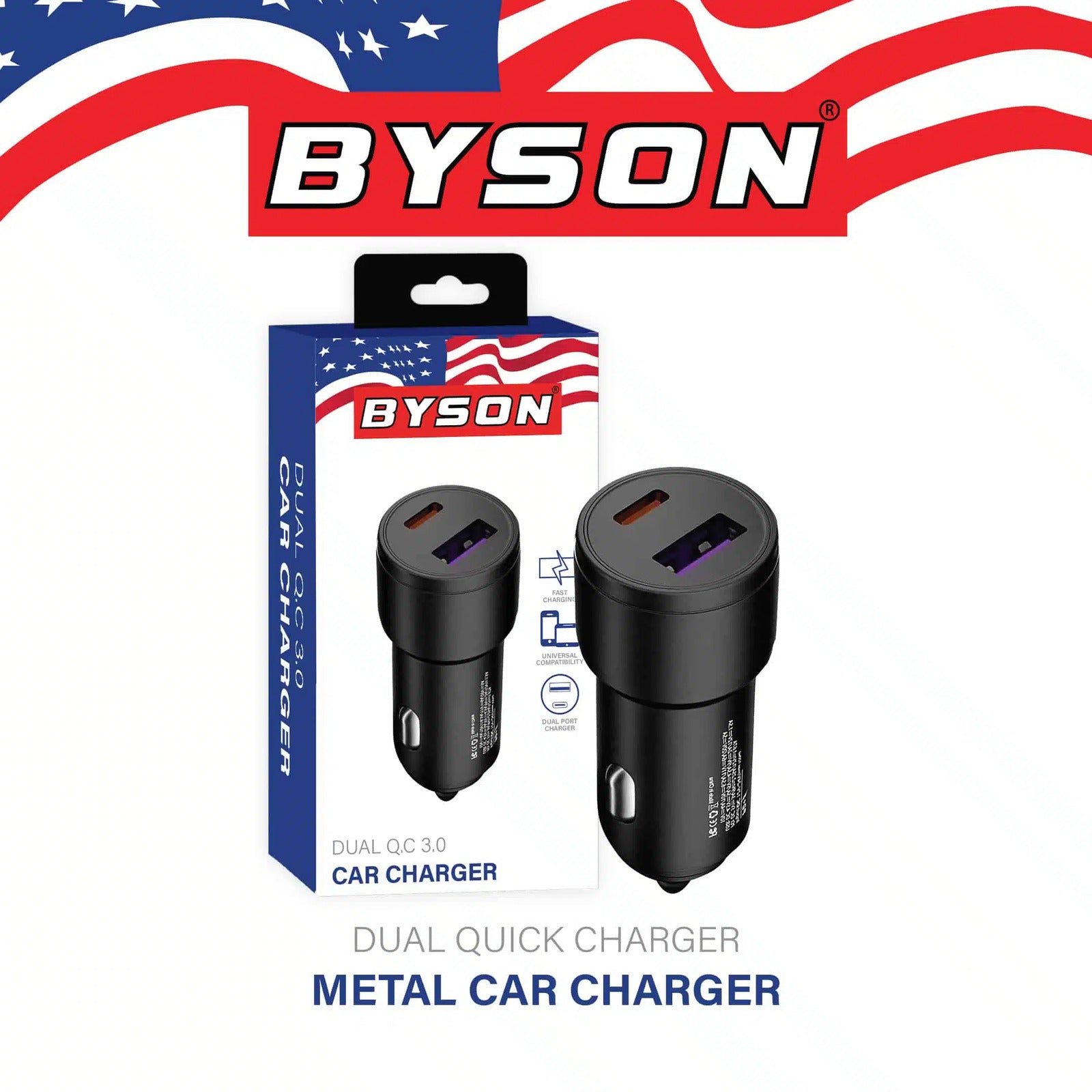 BYSON DUAL QC 3.0 CAR CHARGER 47.5W - Image 2