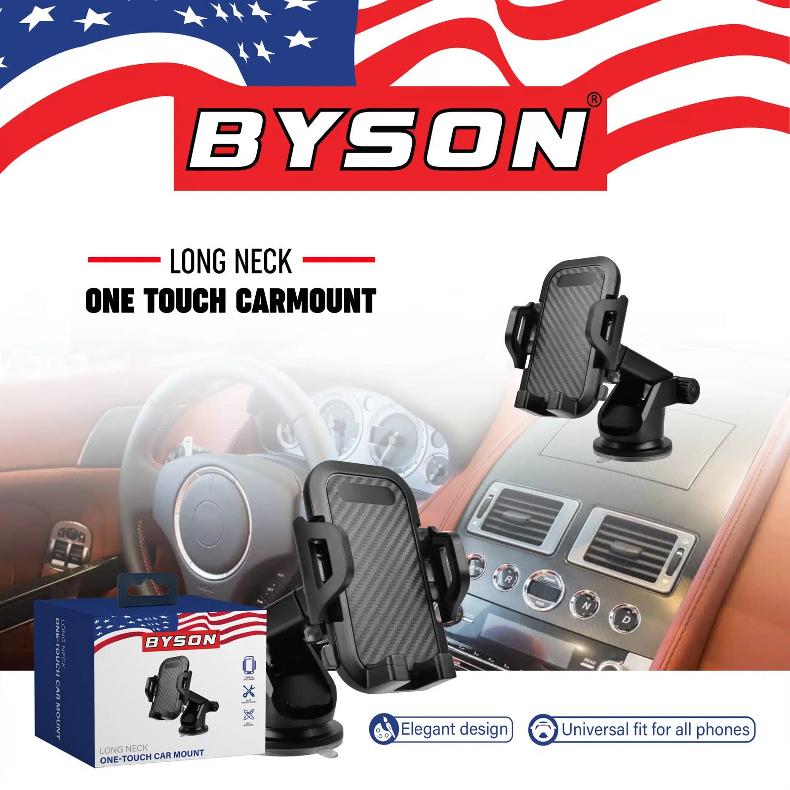 BYSON LONG NECK ONE TOUCH CAR MOUNT WITH 360 DEGREE ROTATION - Image 5