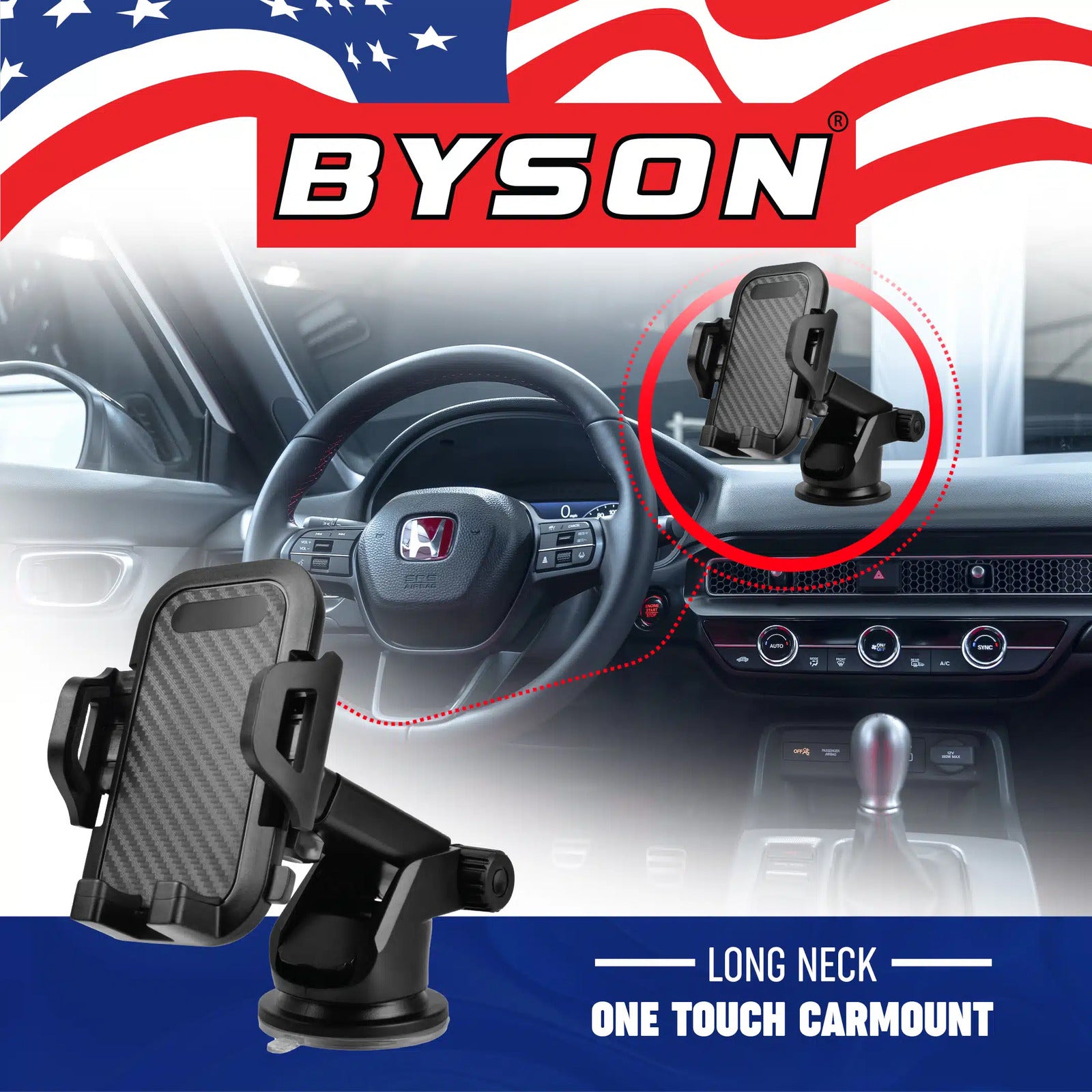 BYSON LONG NECK ONE TOUCH CAR MOUNT WITH 360 DEGREE ROTATION - Image 4