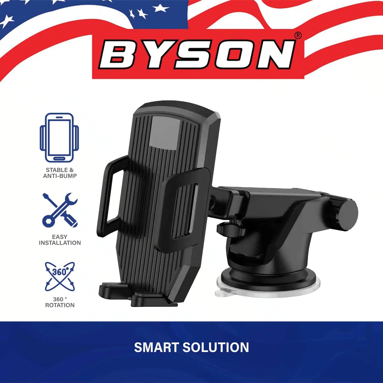 BYSON LONG NECK ONE TOUCH CAR MOUNT WITH 360 DEGREE ROTATION - Image 2