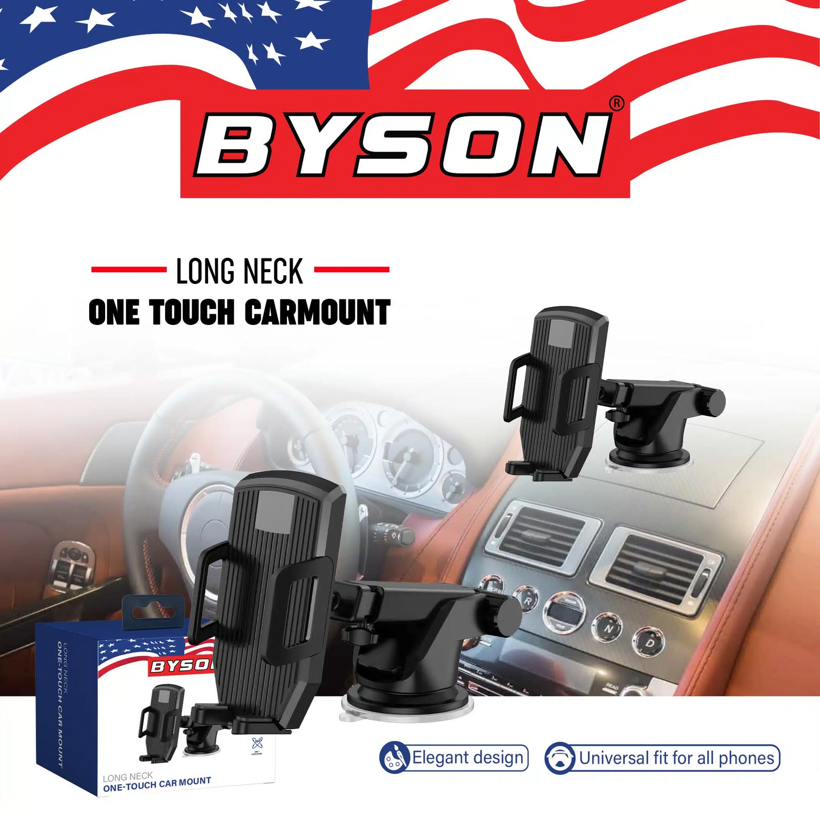 BYSON LONG NECK ONE TOUCH CAR MOUNT WITH 360 DEGREE ROTATION - Image 5