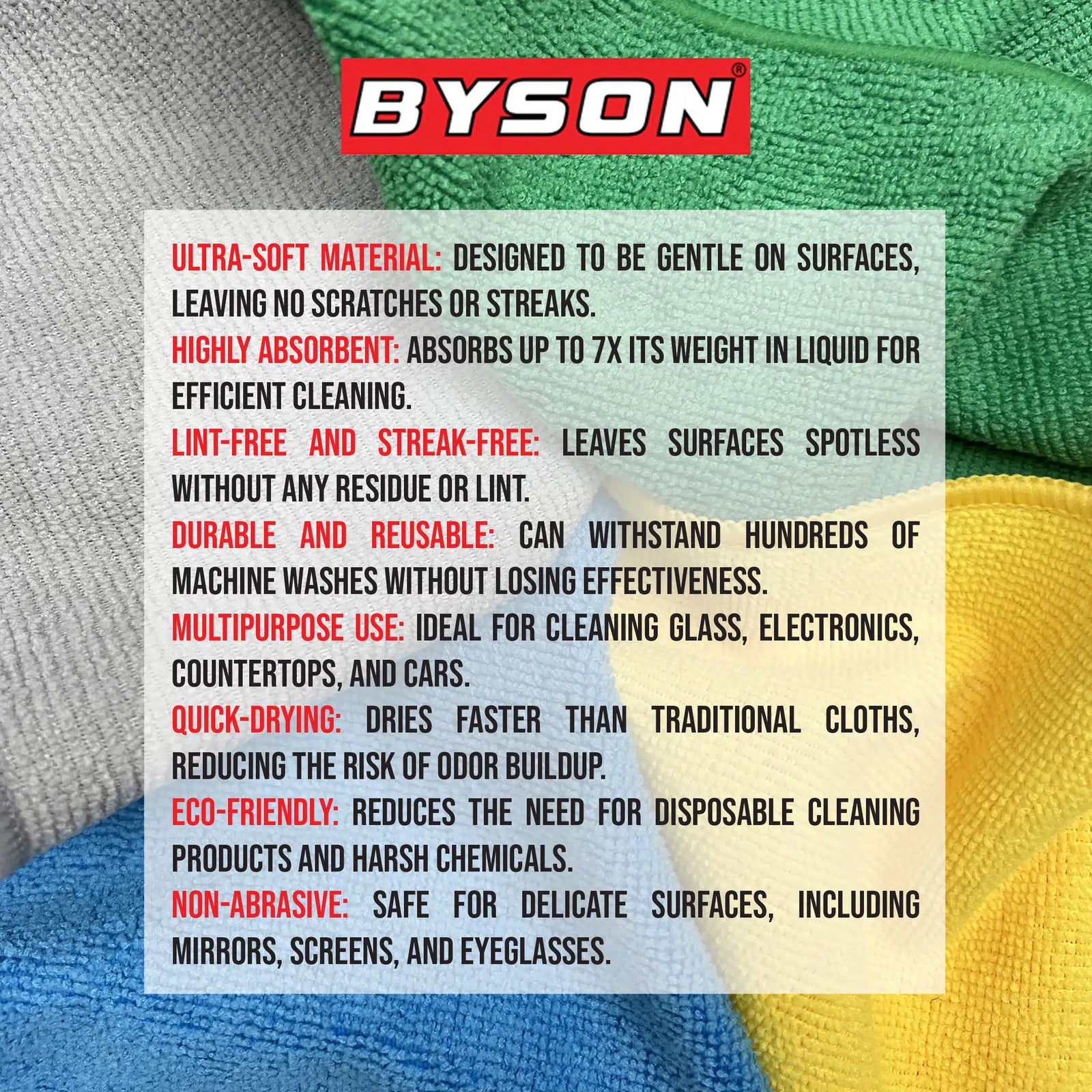 BYSON 100PK 220GSM 30*40CM MICROFIBER CLOTH - Image 4