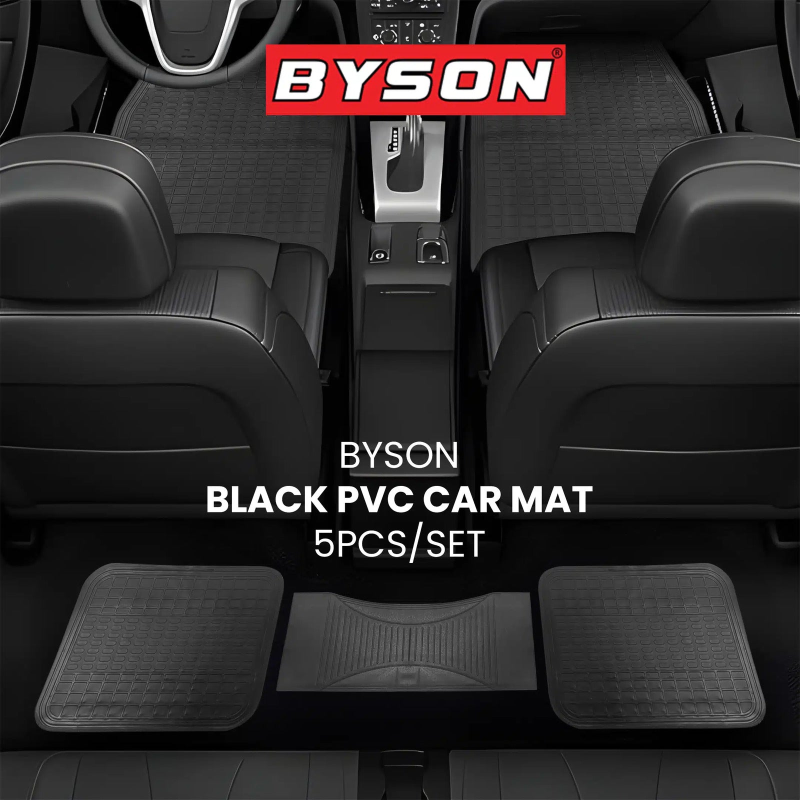 BYSON BLACK PVC CAR MAT 5 PIECES SET - Image 3