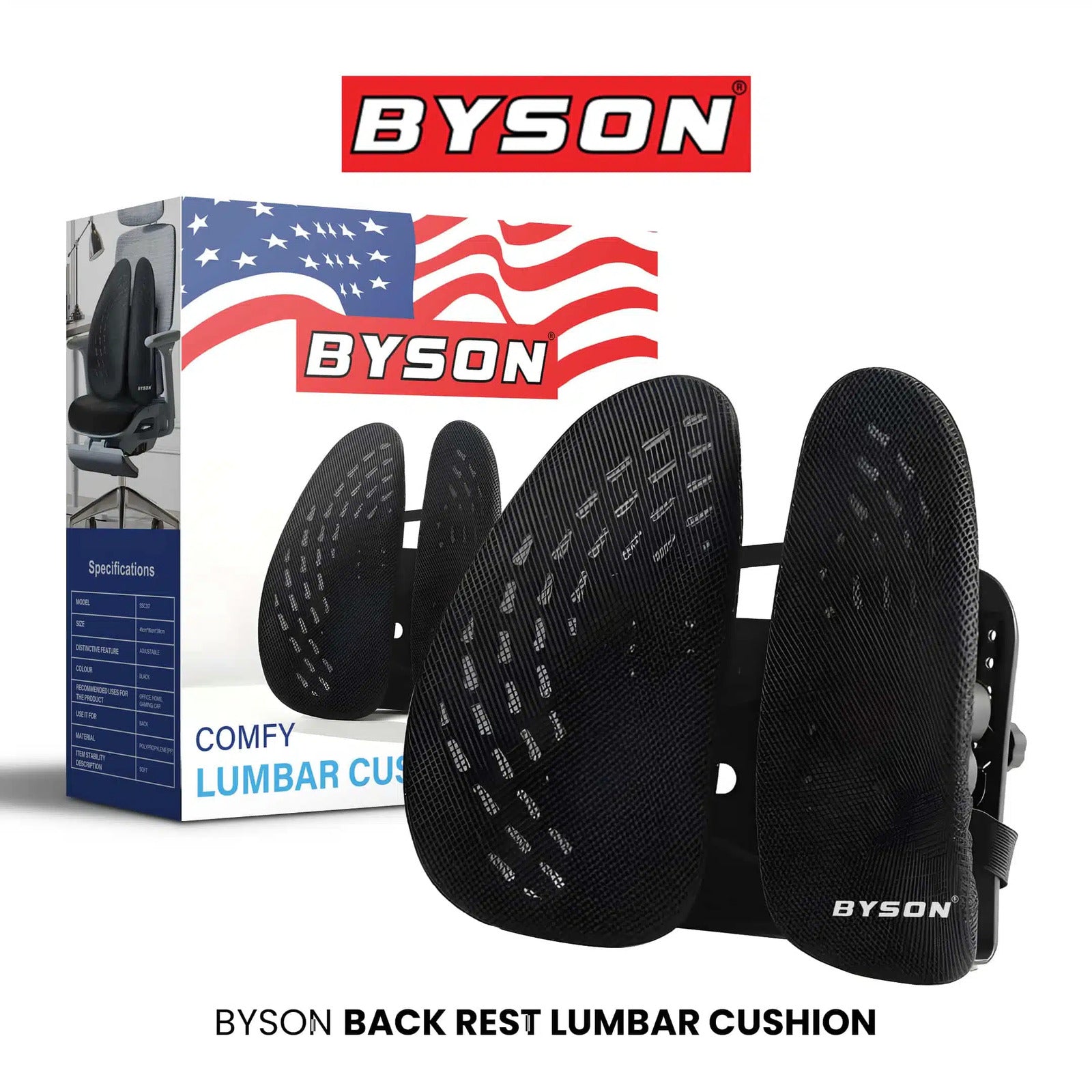 BYSON Back Rest Lumbar Cushion to alleviate back pain and promote proper - Image 2