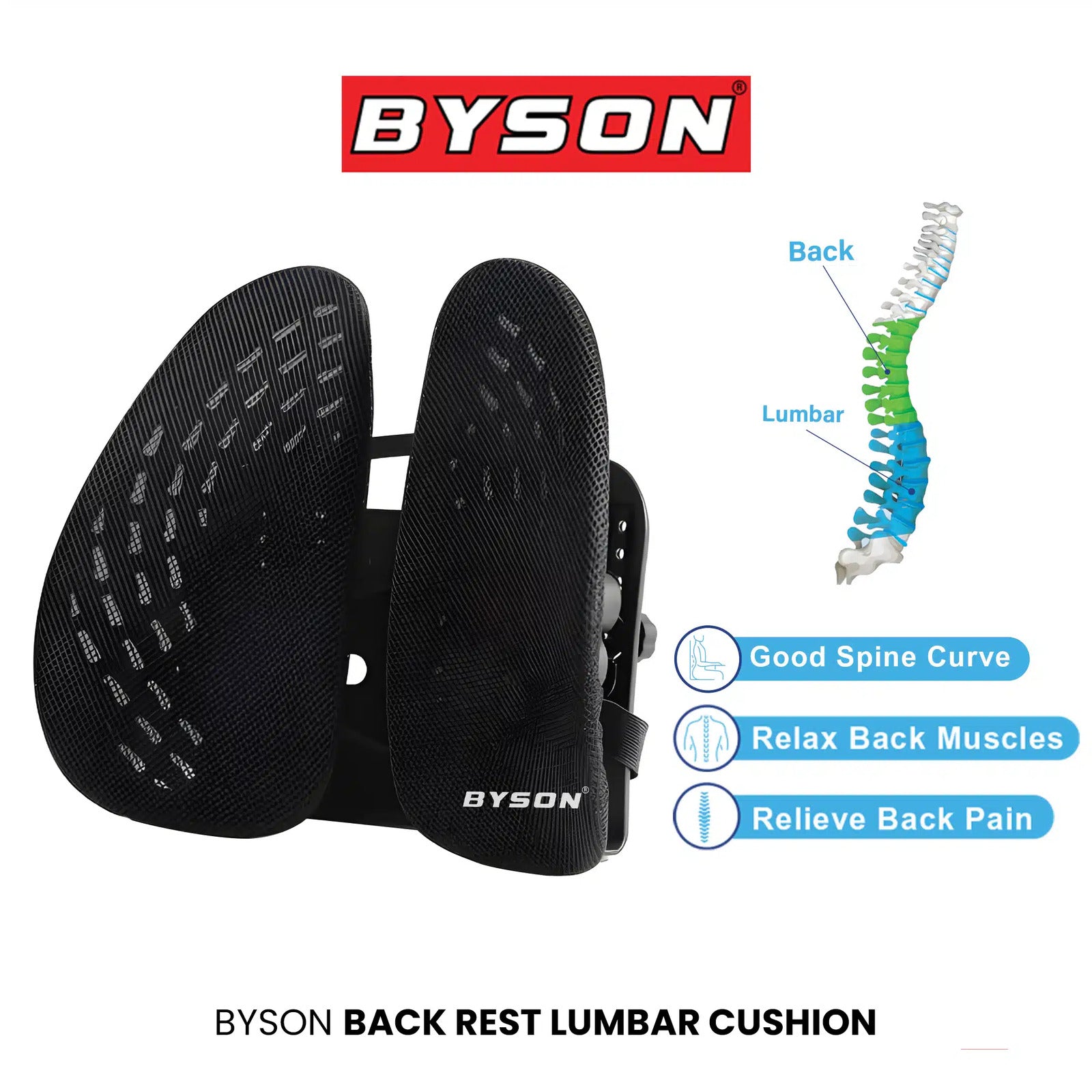 BYSON Back Rest Lumbar Cushion to alleviate back pain and promote proper - Image 3