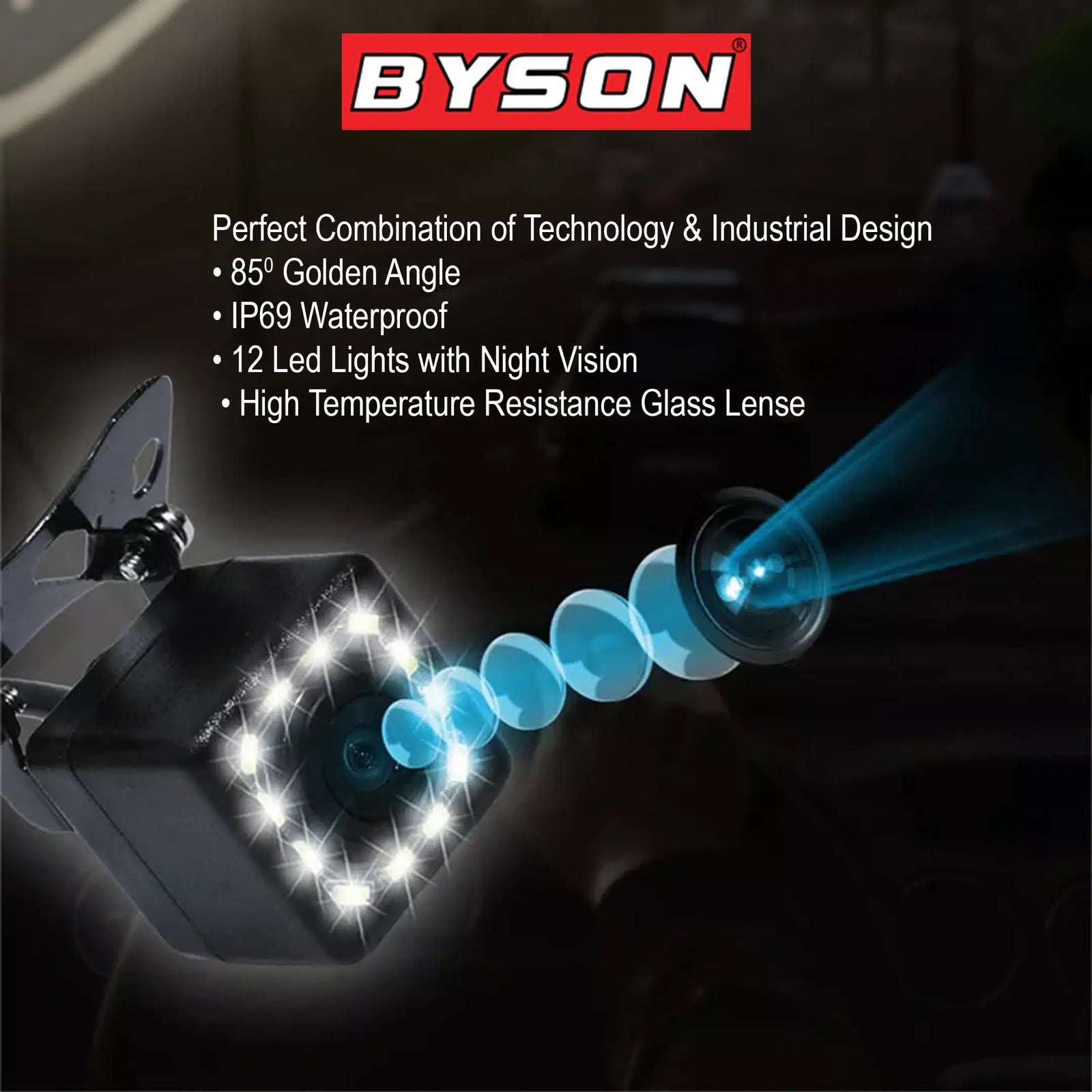 BYSON REAR CAMERA SQUARE WITH LED LIGHTS (CVBS) - Image 4