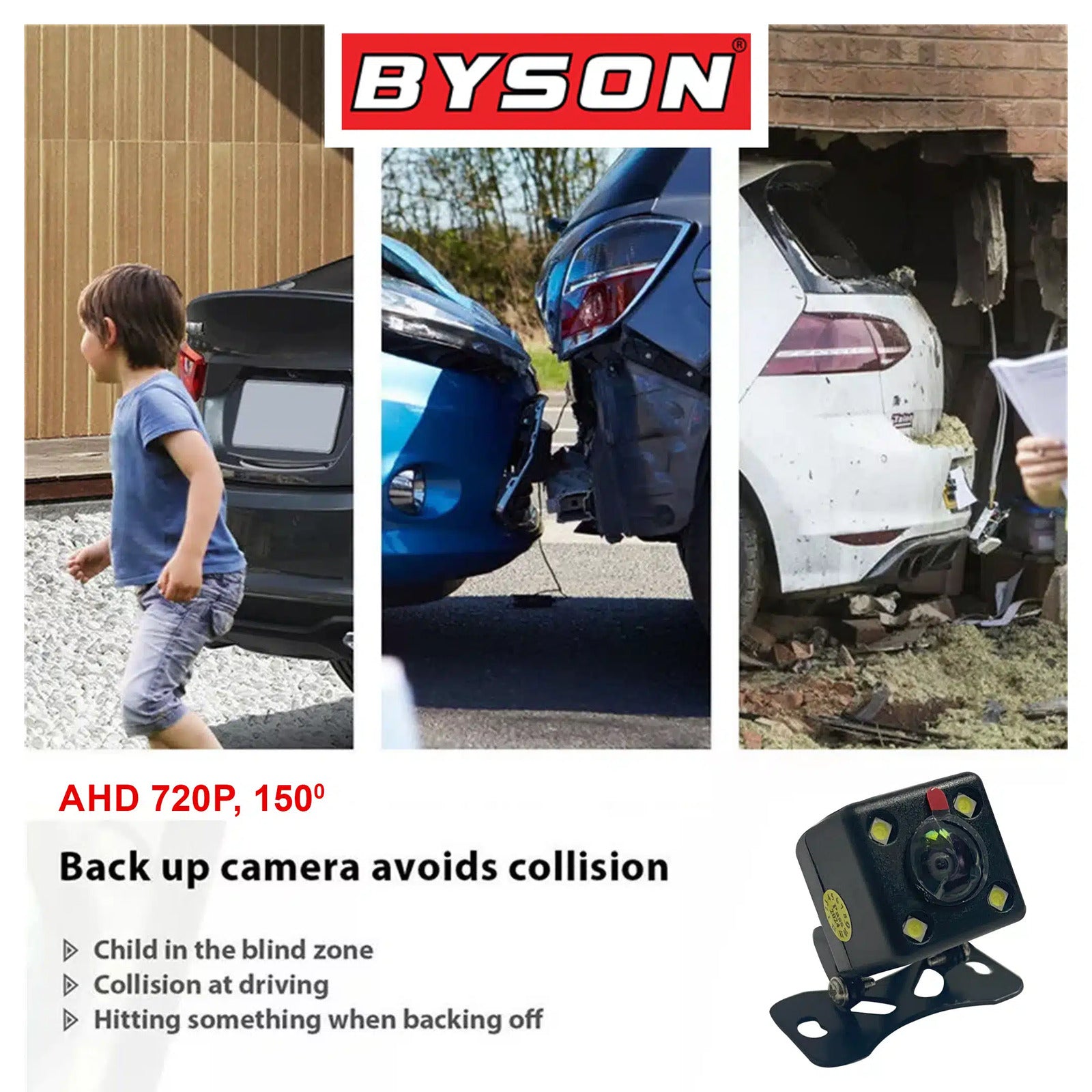 BYSON SQUARE REAR CAMERA WITH LED LIGHTS & FISH LENS (WITH STAND) AHD720P - Image 4