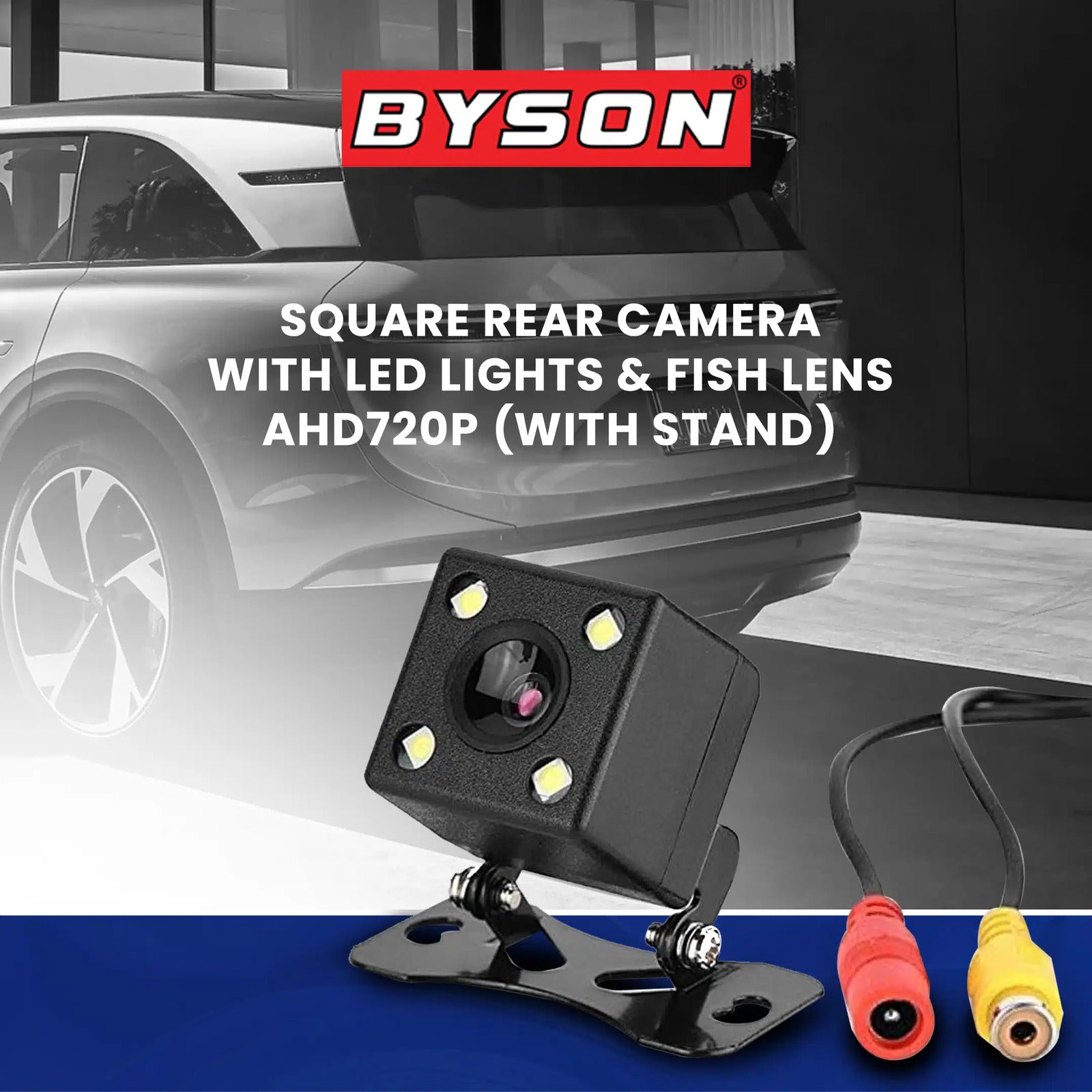 BYSON SQUARE REAR CAMERA WITH LED LIGHTS & FISH LENS (WITH STAND) AHD720P - Image 5