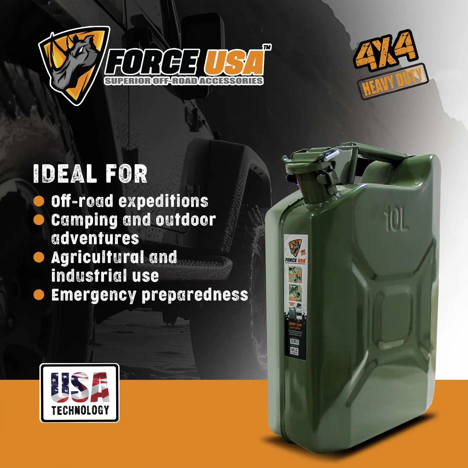 FORCE USA STEEL JERRY CAN- 5-Liter - Image 4