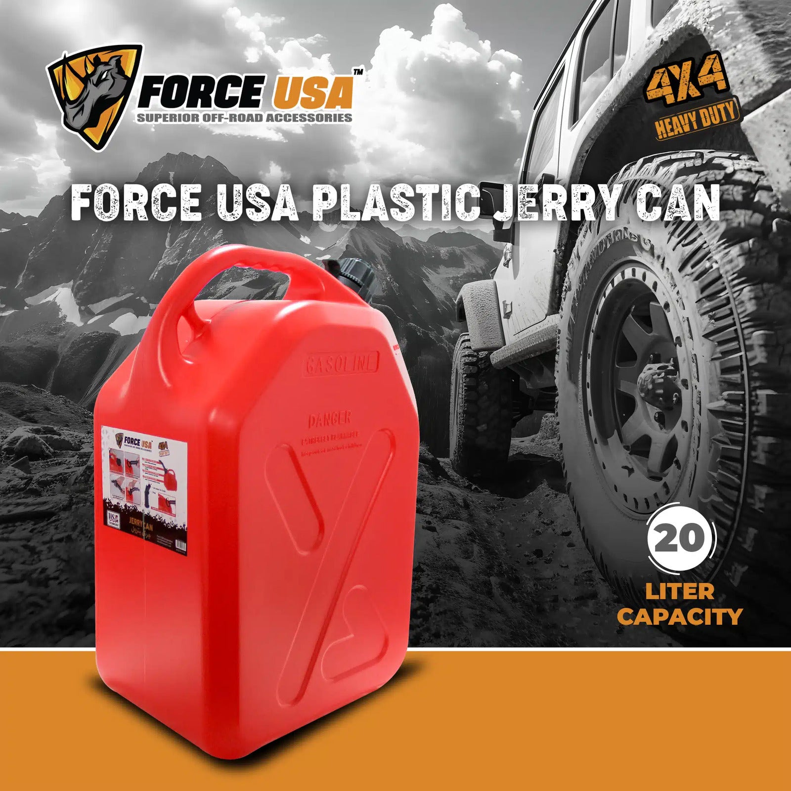 FORCE USA Plastic Jerry Can - 20 Liter - Image 4