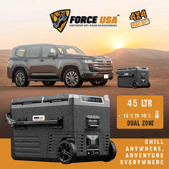 FORCE USA Portable Dual Zone Fridge 45L With Tyre : Battery Protection - Image 3