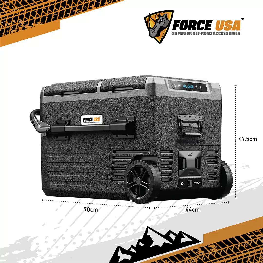 FORCE USA Portable Dual Zone Fridge 45L With Tyre : Battery Protection - Image 5