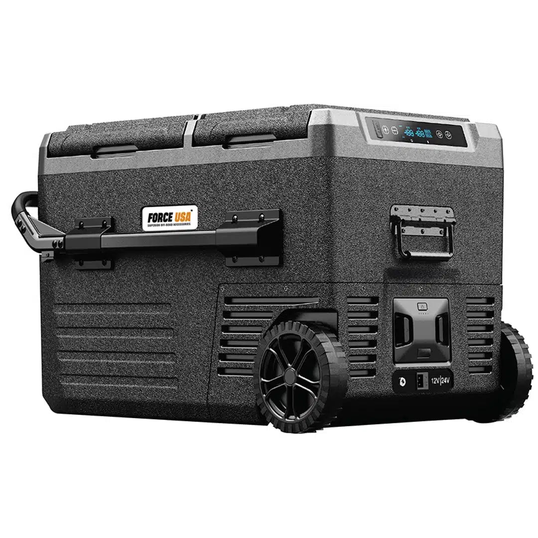 FORCE USA Portable Dual Zone Fridge 45L With Tyre : Battery Protection
