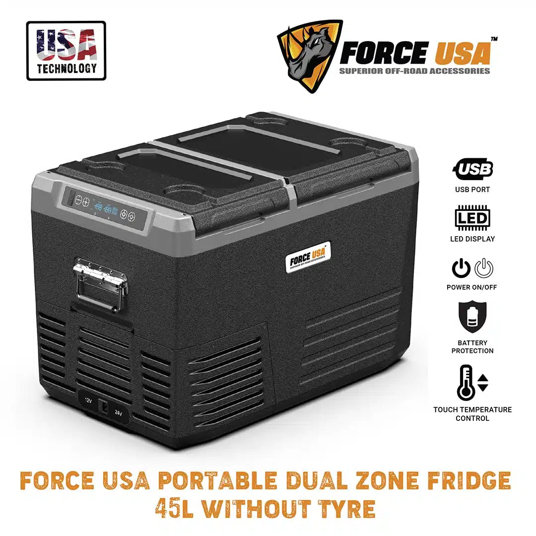 FORCE USA Portable Dual Zone Fridge 45L: Battery Protection - Image 2