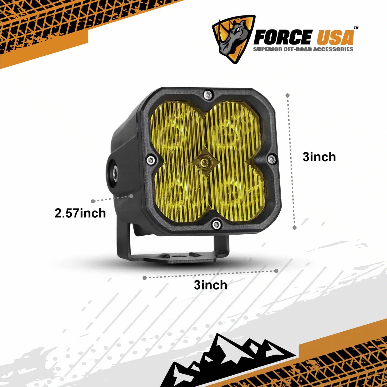 FORCE USA 3 IN COMPACT CUBE DRIVING LUMA LIGHT-YELLOW - Image 2