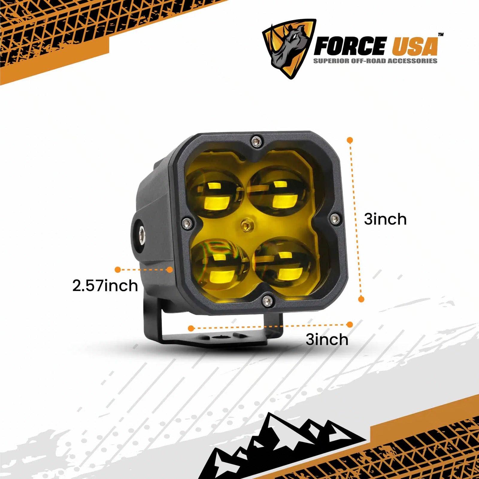 FORCE USA 3 IN COMPACT CUBE DRIVING LUMA LIGHT FOG - YELLOW - Image 2