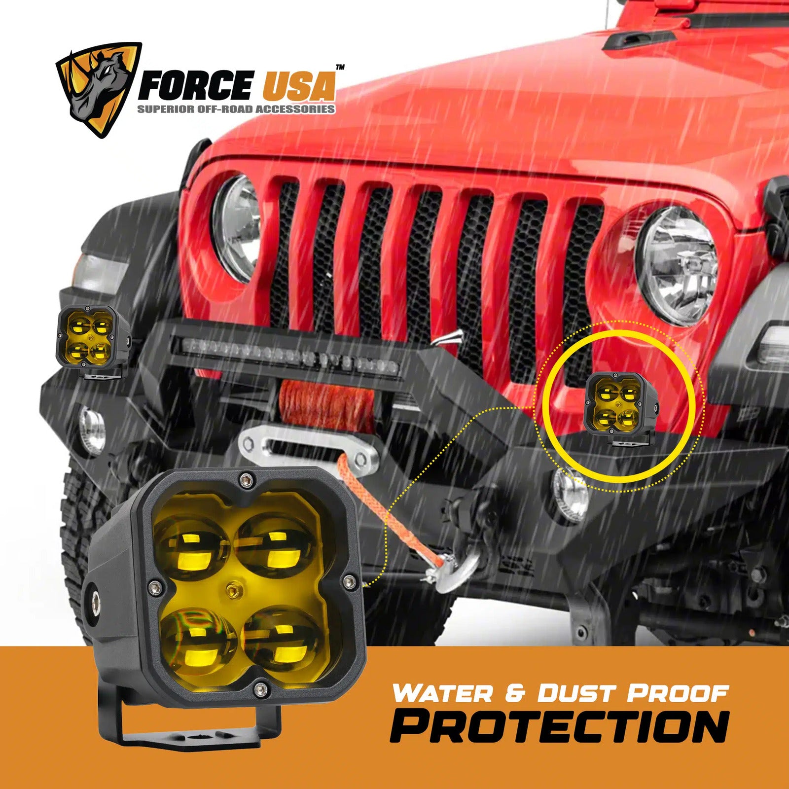 FORCE USA 3 IN COMPACT CUBE DRIVING LUMA LIGHT FOG - YELLOW - Image 5
