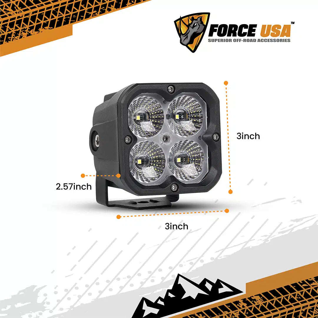 FORCE USA 3-IN-1 COMPACT CUBE DRIVING LUMA LIGHT FLOOD- WHITE - Image 5