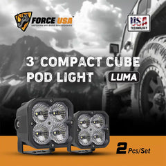 FORCE USA 3-IN-1 COMPACT CUBE DRIVING LUMA LIGHT FLOOD- WHITE - Image 3