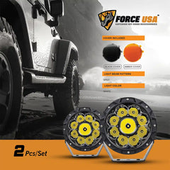FORCE USA CYCLON 7" HEAVY DUTY LED LIGHT SPOT WHITE (PAIR) - Image 4