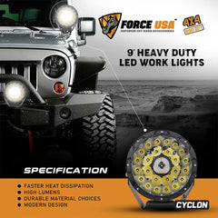 FORCE USA CYCLON 9" HEAVY DUTY LED LIGHT SPOT � WHI - Image 3