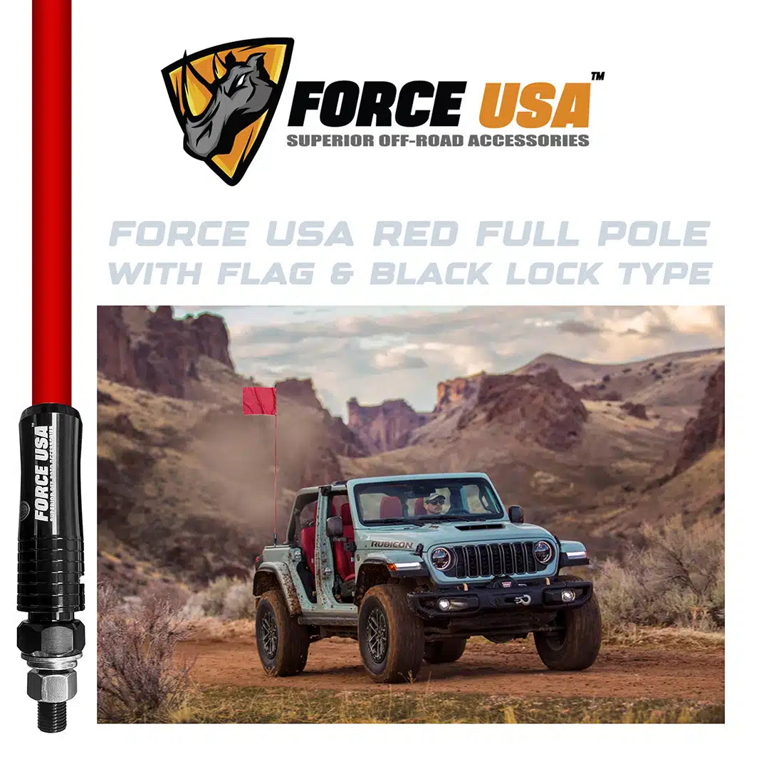 FORCE USA RED FULL POLE WITH FLAG & BLACK LOCK TYPE - Image 3