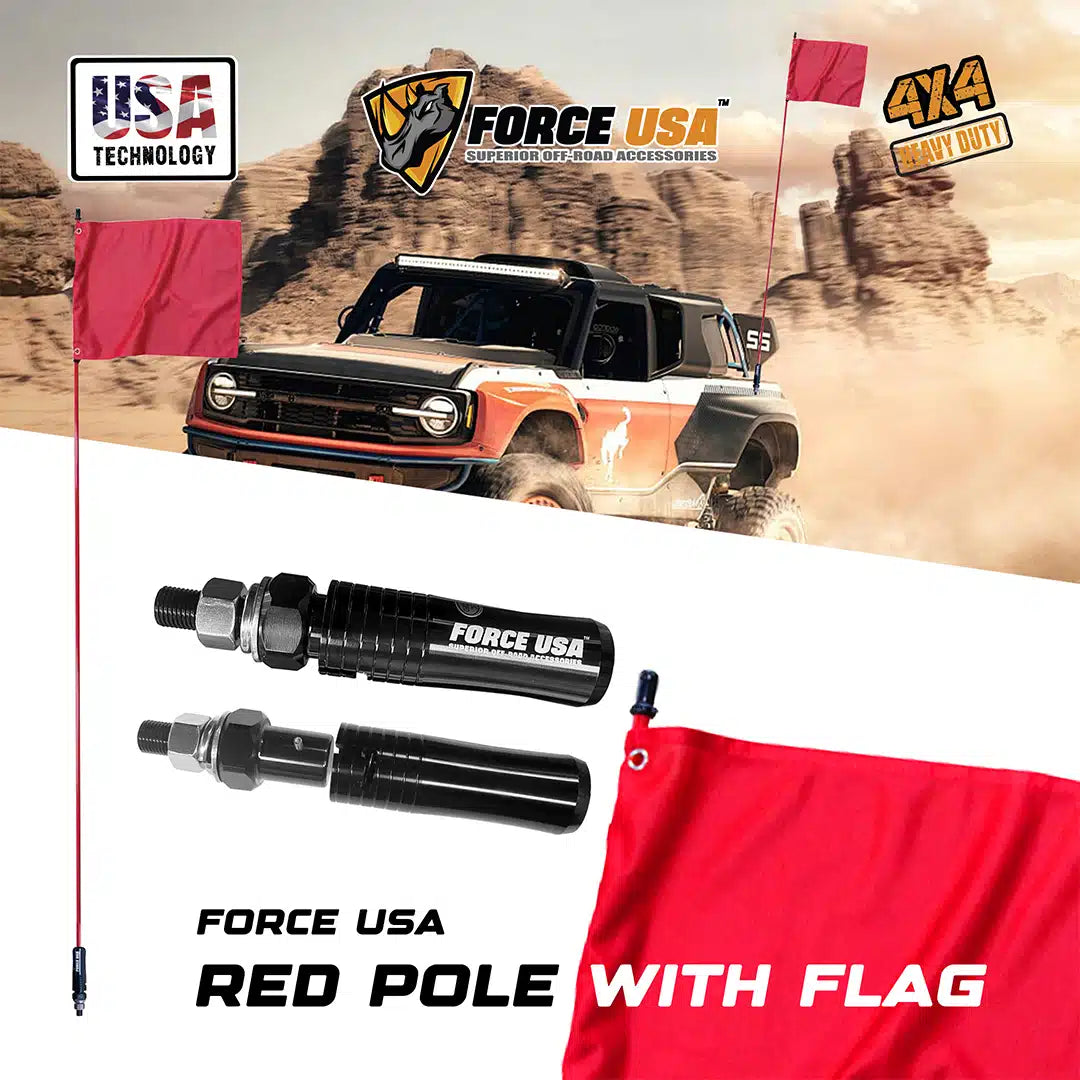 FORCE USA RED FULL POLE WITH FLAG & BLACK LOCK TYPE - Image 4