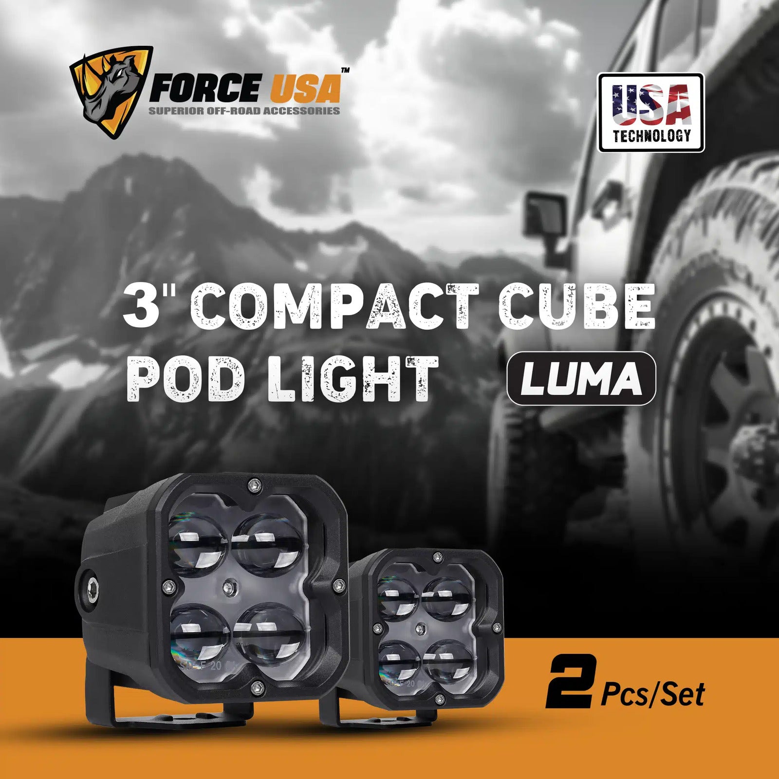 FORCE USA 3 IN COMPACT CUBE DRIVING LUMA LIGHT FOG -WHITE - Image 4
