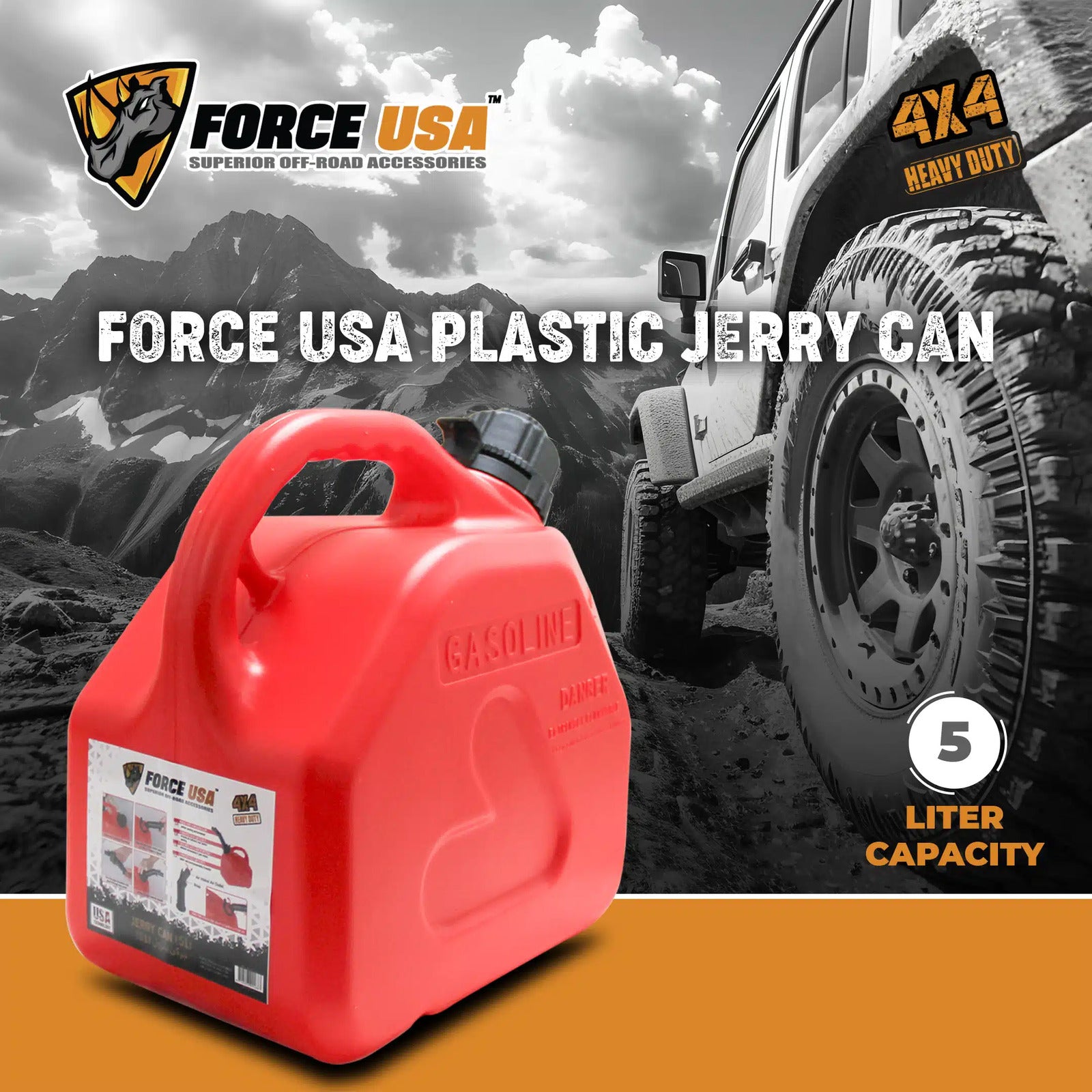 FORCE USA PLASTIC JERRY CAN-5-Liter - Image 4